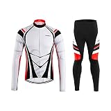 Lixada Men's Cycling Jersey Suit Winter Thermal Fleece Long Sleeve Mountain Bike Road Bicycle Shirt with 3D Tights Padded Pants