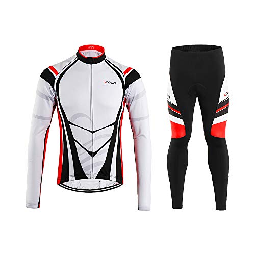 Lixada Men's Cycling Jersey Suit Winter Thermal Fleece Long Sleeve Mountain Bike Road Bicycle Shirt with 3D Tights Padded Pants