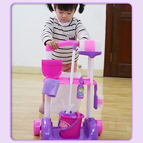 Kids Mop Set Toys,Children Cleaning Tools Set Pretend Play Set 8PCS Housekeeping Broom, Mop,Organizing Stand - Thumbnail 5
