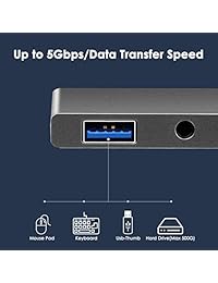 Knaive - Adaptador USB C de aluminio para puerto de carga, 4 K HDMI, USB 3,0, SD microSD para MacBook Pro iMac y MacBook y más