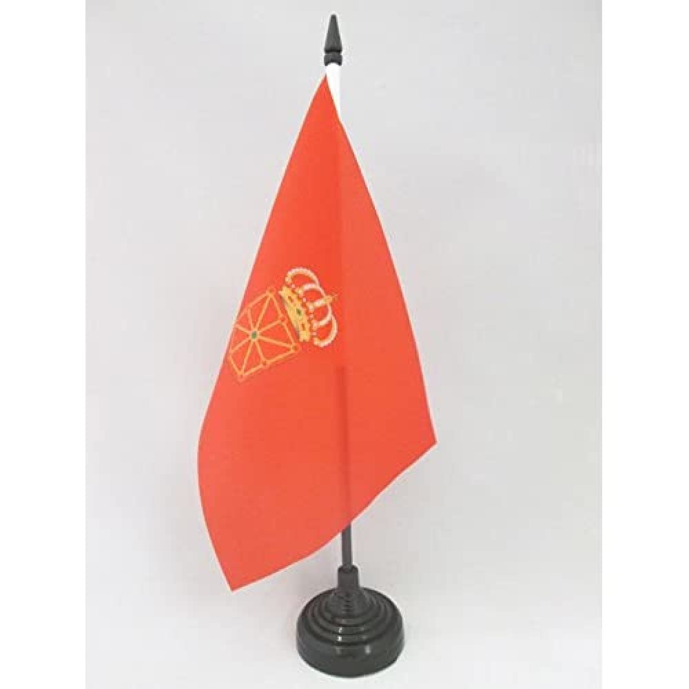 AZ FLAG Navarre Table Flag 5'' x 8'' - Spanish region of Comunidad Foral de Navarra Office Decoration 100% Polyester 21 x 14 cm - Mini Desk Flag with Pole and Black Plastic Base — image 1