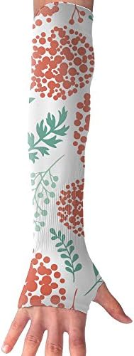 Floral Green And Red Fern Leaves UV Protection Cooling Arm Sleeves For Men & Women.Perfect For Cycling,Driving,Basketball,Football & Outdoor Activities