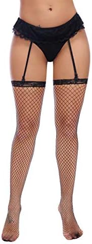 Ruzishun Women's Sexy Lace Garter Belt Suspender Lingerie Set with Stockings