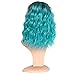 Clearance Short Wavy Curly Wig| Inkach Black Womens Middle Part Ombre Synthetic Fiber Full Wigs Heat Resistant Costume Party as Human Hair (Blue)