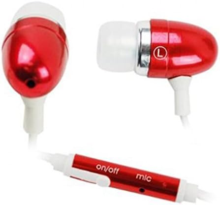 Red Headset 3.5mm Handsfree Earphones Microphone Metal Earbuds Headphones Sound Isolating In-Ear Stereo Wired for OnePlus 5T - Samsung Galaxy Note 3 (N9000)