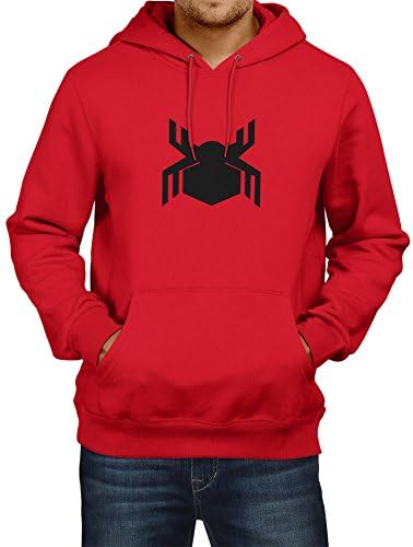 Men Black Spider Logo Hoodie Red, L | Comics Spider Man Black Logo Hoodie For men