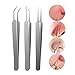 VOBAGA Blackhead Remover Pimple Comedone Extractor Tool Curved Acne Removal Kit,Treatment for Blemish,Whitehead Popping,Fat Particles,Zit popper with Silver Metal Case (Tweezers Kit 5pcs)