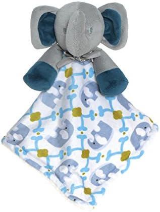 Wingingkids Baby Security Blankets Soft Plushy Cuddle Bud Blankie Breathable Snuggle Baby Blanket, Lovely Soother Blanket for Boys or Girls, Cute Grey Elephant Doll