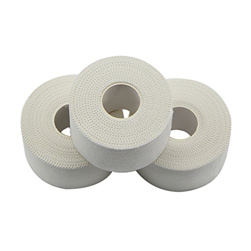 MUEUSS White Athletic Tape Bulk Muscle Support for Knee Wrist Ankles Fingers Breathable Hypoallergenic Sport Tape Athlete & Climbers & Boxing Professional Medical Grade, 1.5" x 15 Yards, 3 Rolls