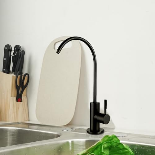 SOLVEX Grifo de Filtro Purificador de Agua Potable, Llave de Filtro de Agua para Cocina, Grifo de filtro, Grifo Giratorio de Acero Inoxidable de 360 ​​Grados, Negro Mate, SP-10016-N