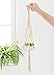 Mkono Mini Macrame Hanging Planter with Ceramic Flower Pot 19 Inch