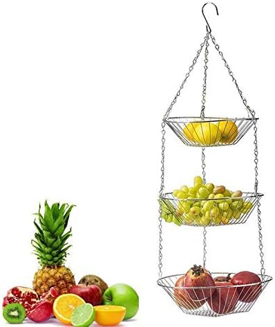 Amazon Drawihi 北欧 フルーツバスケット 3層 吊り下げ フルーツボウル 乾燥ラック 分解可能 お菓子 果物収納かご ストレージバスケット 360 回転可能 ハンギングバスケット 小物入れ インテリア 雑貨 強く長持ち キッチン用品 果物収納 Drawihi フルーツ