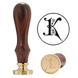 K Wax Seal Stamp, Yoption Vintage Retro Brass Head Wooden Handle Gothic Font Letter K Initial Sealing Wax Stamp Classic Wax Seal Stamp (K)