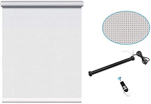 zemismart Wifi Smart Roller Shutter Tubular Motor with Curtain Sunshine Fabric,Alexa Voice,Timer Control,Remote Control,5% light transmission,Highly Shaded,Fire Retardant (Gray, 1.2M(W) x1.78M(H))