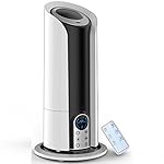 5 Liter Ultrasonic Digital Cool Mist Humidifier with Remote Control, Negative ion air purifing, Mist Level Control, Automatic Shut-off, Nightlight, Whisper-quiet Operation