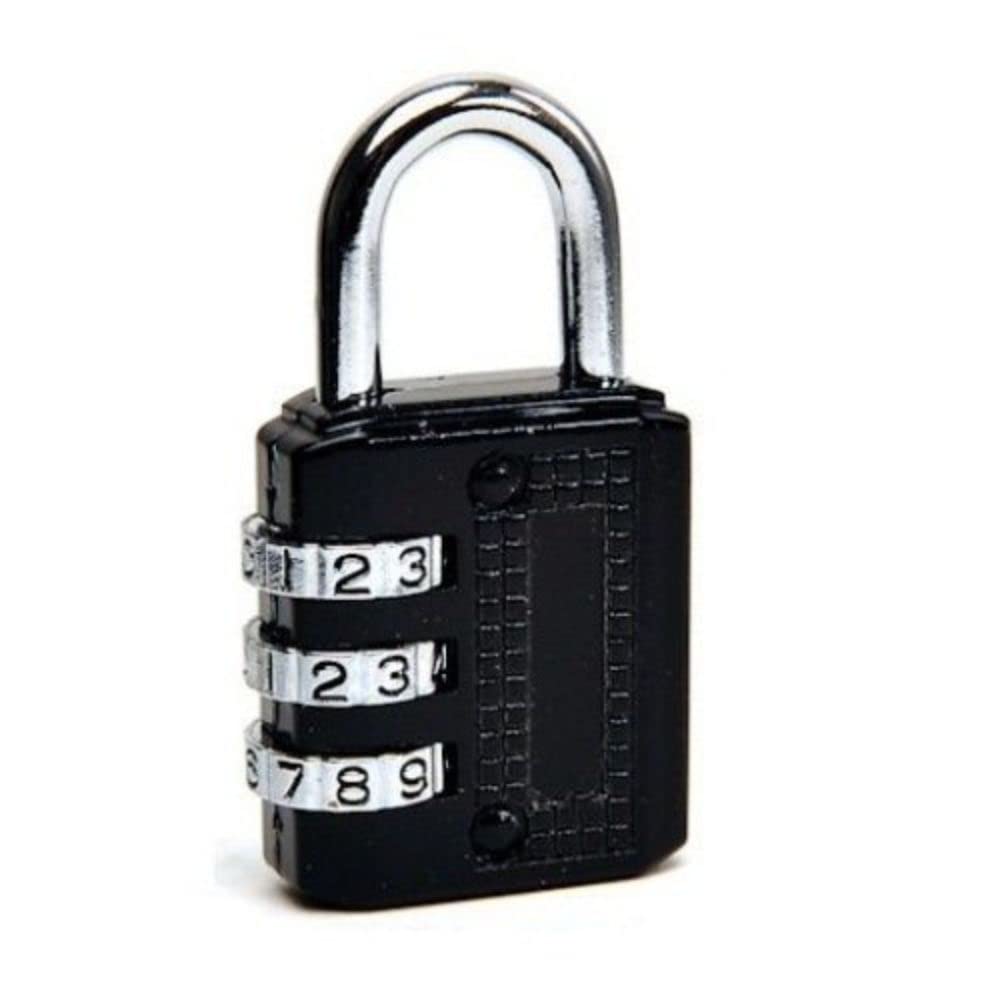 Merriway® BH00408 Combination Padlock with Resettable 3 -Digit Combination, 35 mm (1.3/8 inch) - Black