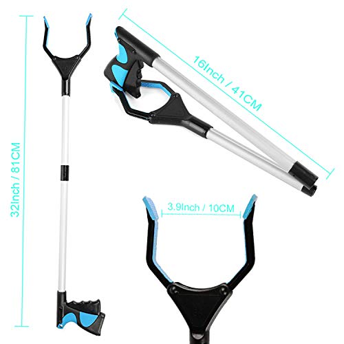 Adusa Reacher Grabber Pick up Tool,32" Foldable Lightweight Long Duty Mobility Aid, Grabber Tool for Elderly,Claw Trash Garbage Picker - 2 Pack - Thumbnail 2