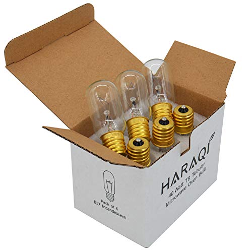 6 Pack E17 40W Microwave Bulb,T8 Tubular High Temp Resistance Incandescent Light Bulb for or Most Ge and Whirlpool Microwave Oven