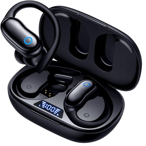 Sports Bluetooth Headphones with Ear Hook, ANC Noise Cancelling & Transparency Mode, 96H Runtime, IPX7 Water Resistant, ENC Microphone, In-Ear Headphones with Secure Hold for Running, Fitness