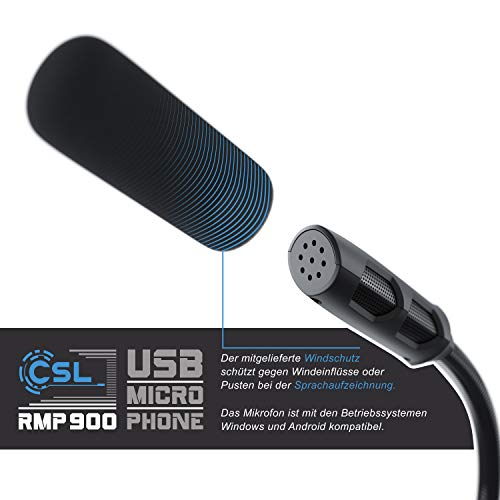 CSL - USB PC Mikrofon RGB – Tischmikrofon Standmikrofon – einstellbare Lautstärke – hohe Klangqualität – für Gaming Podcast YouTube- Plug & Play - Stummschaltung – RGB LEDs - Desktop Microphone – Bild 6