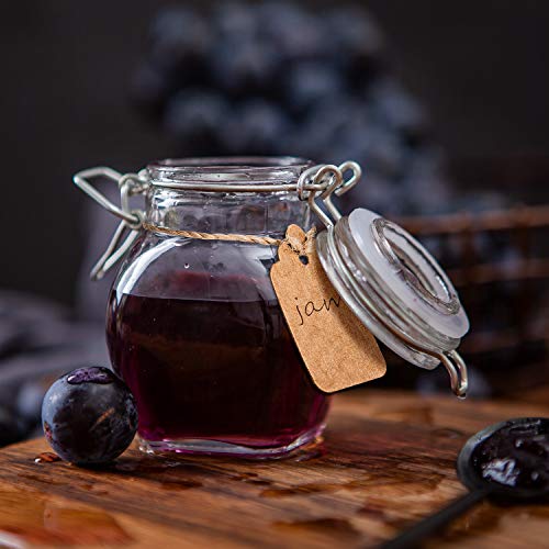 Spice Jars, Flrolove 30 Pack 3.5oz Oval shaped Glass Jars with Leak