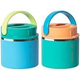ThermoFlask 20 oz Insulated Food Jar, 2-Pack, Pink and Blue, Hot 12 Hours Cold 24 Hours (Blue and Green)