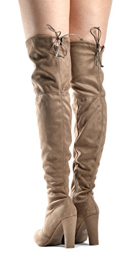 Womens-Over-The-Knee-Boots-Sexy-Drawstring-Stretchy-Pull-on-Comfortable-Block-Heel