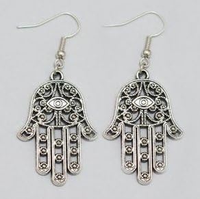 Silver Hamsa Earrings - Hand of Fatima - Evil Eye - Silver Hand Earrings