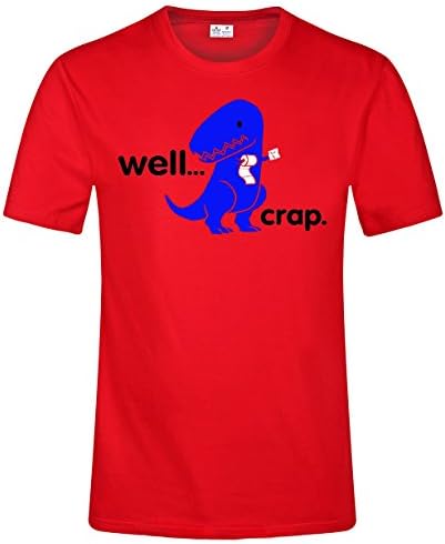 HSX Tees Men's Well Crap Roll Paper T-Rex Dinosaur Funny Tee Shirt(L,Red)