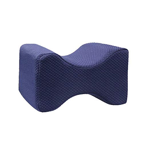 IRRIS Orthopedic Knee Pillow for Back Pain Sciatica Relief Memory Foam Contour Leg Pillow Hips Knee Support Cover (Blue)