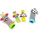 Deardeer 4 x Baby Infant Animal Wrist Rattles Hands Foots Finders Development Soft Toys-Bee and Ladybug