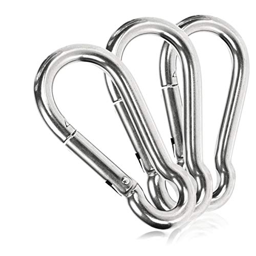 COM-FOUR® 3x Snap hooks - Premium carabiner made of weatherproof stainless steel 304 - steel hook with 36 kg load capacity for key rings, garden, household, handicraft - 40 x 4 mm — image 1