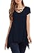 VESSOS Women's Cross Front Basic Short Sleeve Comfy Loose Fit Long Tunic Top