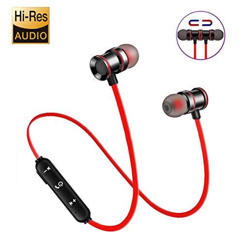 Bluetooth Headphones,Wireless 4.1 Magnetic Design Earphones,Bluetooth Earbuds,Bluetooth Earphones Headset Wireless Earbuds Headphones(5 Hours Working Time, Secure Fit Design),2019 New Model
