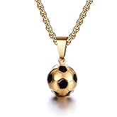 Rnivida 3D Soccer Necklace - Solid Stainless Steel Ball Pendant for Fans Team Jewelry Gift