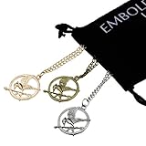 Charm Mocking Bird and Arrow Pendant Set Gold Bronze Silver in Long Sweater Chain Link Necklace