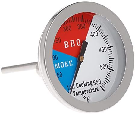 Qiulip 2" 550F BBQ Thermometer Gauge Barbecue Grill Wood Smoker Charcoal Heat Indicator
