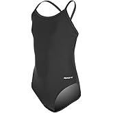 Sporti Thin Strap Girls' Athletic One-Piece Swimsuit – Multi Color Competitive Bathing Suit Swimwear for Youth Swimmers