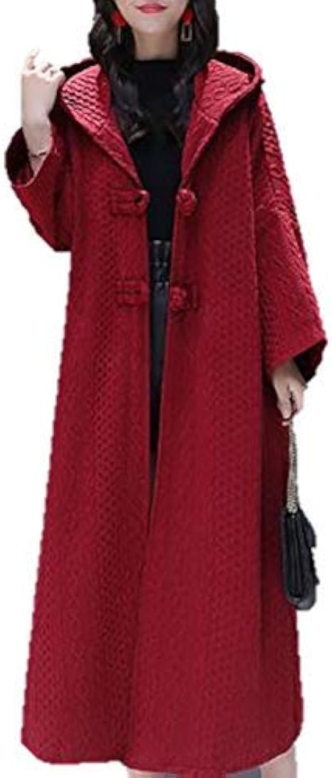Amazon レディース カジュアル フード付き ロング マント ケープ コート アウター ゆったり サイズ ブラック ネイビー レッド ワインレッド カジュアルベルト大きいサイズ おおきいサイズ 穴なし キャメル ワイシャツ カジュアルジャケット ブルゾン 裹起毛 秋 秋冬