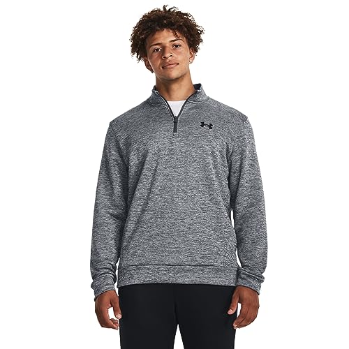 Under Armour mens Armour Fleece Twist Quarter Zip, (012) Pitch Gray / / Black, X-Small