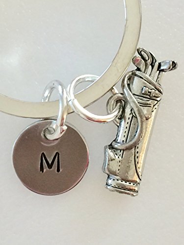 Golfer's Key Ring, Golf Bag Key Ring, Gift For Golfer, Golf Lover Gift, Men's Golf Gift, Personalized Golf Gift, Custom Initial, Father's Day. - Thumbnail 2