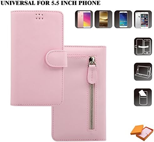 OZBO Pink - iphone 6 Plus Case - Wallet Case For iphone 6s Plus - Samsung Galaxy S7 Edge Case - Case For Galaxy S7 Note 4 - Faux Leather - Universal Wallet Cell Phone Cases - For 5.5Inch Phone