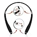 EGRD [Newest Design] Wireless Bluetooth 4.1 Headset, Retractable and Foldable Neckband Style Headphones - White