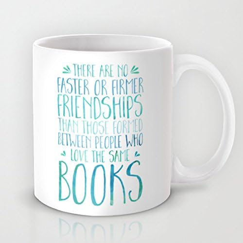 UingShow Bookish Friendship Blue Ceramic Coffee Mug Tea Cup