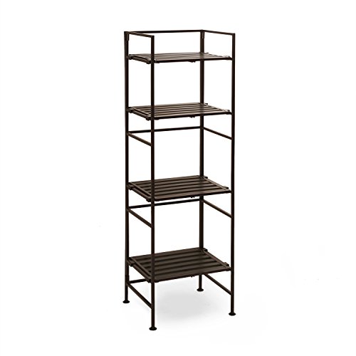 Seville Classics 4-Tier Resin Slat Square Tower Shelving, 