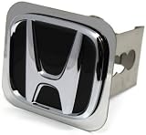 Au-Tomotive Gold, INC. Black Honda Logo Hitch Cover 2" Hitch Receivers Cover Plug Stainless Steel