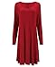 Tandisk Women's Long Sleeve Casual Loose T-Shirt Dress Burgundy S