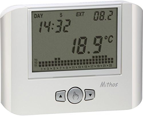 VEMER VE328100 Model MITHOS Bianco Weekly chronothermostat with Battery Supply. Wall-mounting. Color White