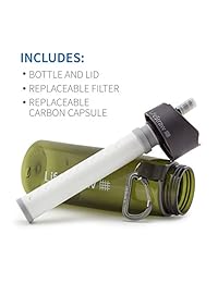 LifeStraw Go - Filtro de agua con pajita de filtro integrado de 2 etapas para senderismo, mochilero y viajes