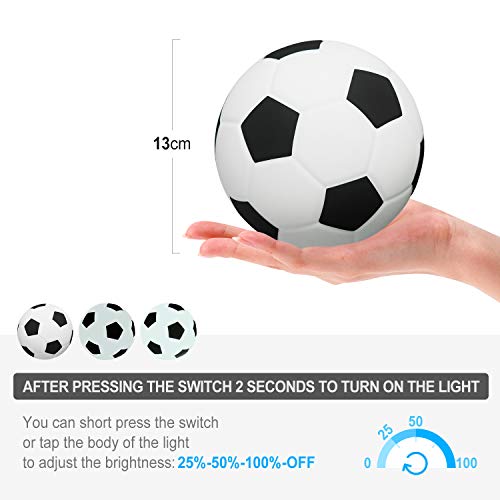 Soccer Toy, Soccer Night Light for Kids, Soccer Gift for Boys, LED Silicone Bedside Lamp for Children/Nursing/Kids Room, Dimmable/USB Rechargeable/Eye Caring/Mini Soccer Toy/13cm/White - Thumbnail 3